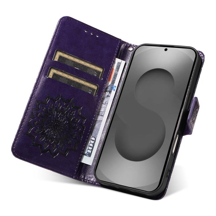 For Galaxy S26 Ultra 5G Embossed Sunflower Pattern Flip Leather Phone Case
