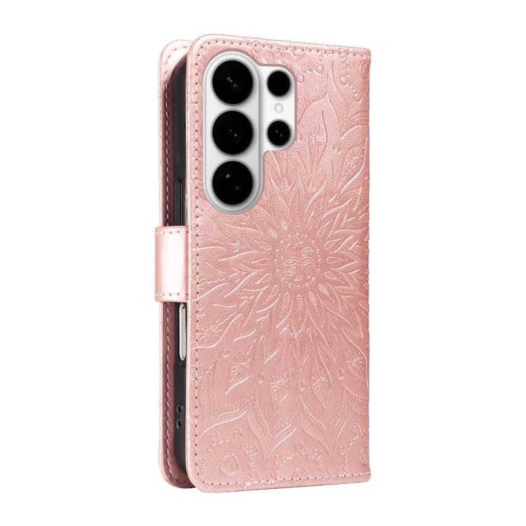 For Galaxy S26 Ultra 5G Embossed Sunflower Pattern Flip Leather Phone Case