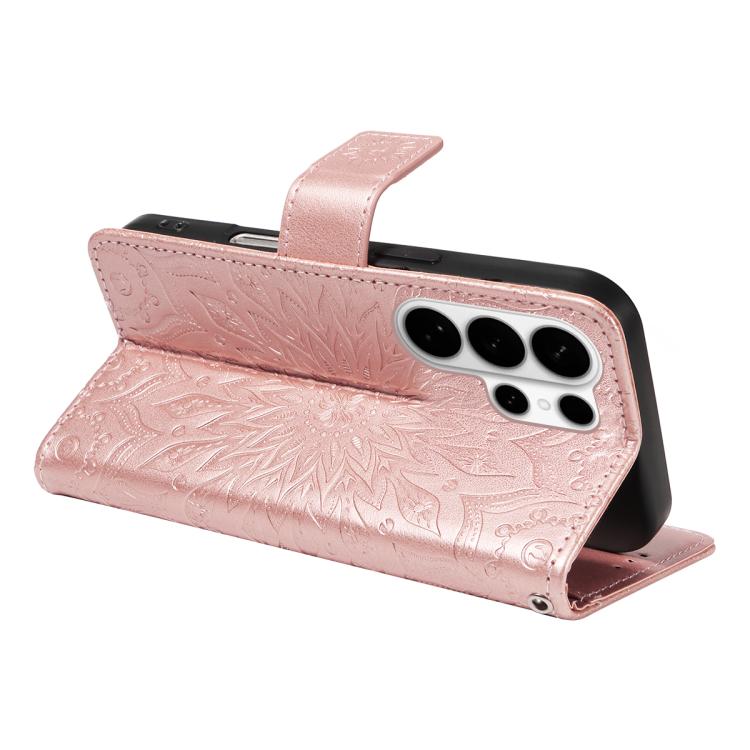 For Galaxy S26 Ultra 5G Embossed Sunflower Pattern Flip Leather Phone Case