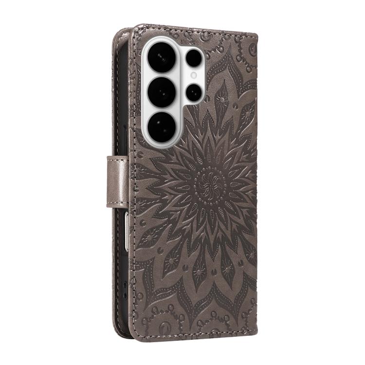 For Galaxy S26 Ultra 5G Embossed Sunflower Pattern Flip Leather Phone Case