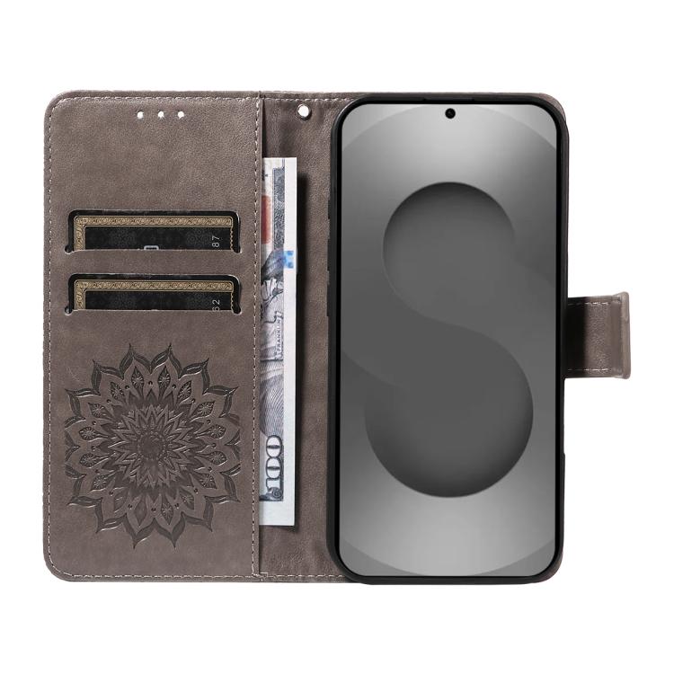 For Galaxy S26 Ultra 5G Embossed Sunflower Pattern Flip Leather Phone Case