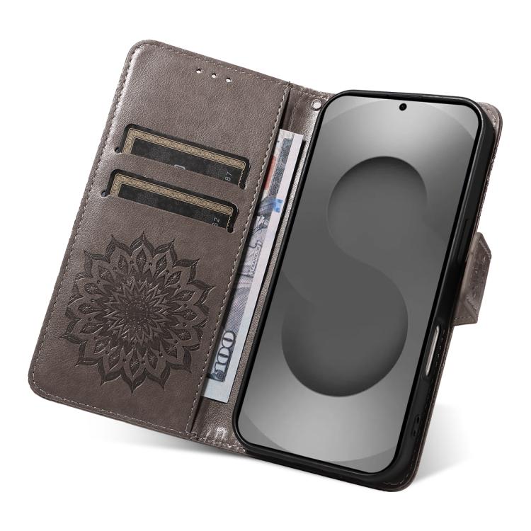 For Galaxy S26 Ultra 5G Embossed Sunflower Pattern Flip Leather Phone Case