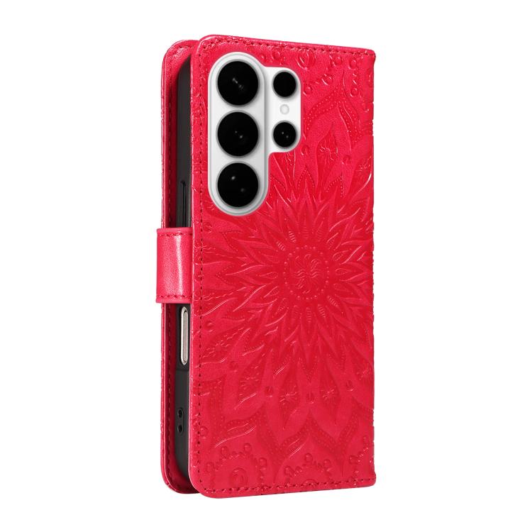 For Galaxy S26 Ultra 5G Embossed Sunflower Pattern Flip Leather Phone Case