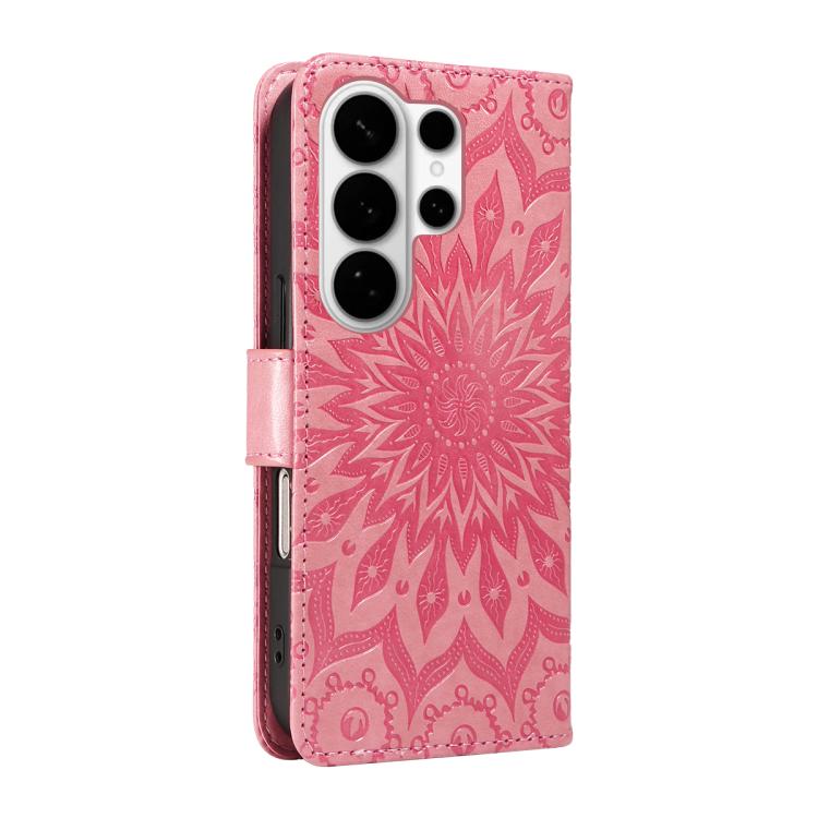 For Galaxy S26 Ultra 5G Embossed Sunflower Pattern Flip Leather Phone Case