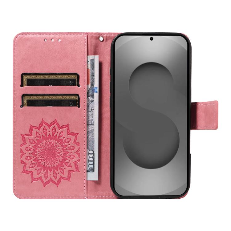 For Galaxy S26 Ultra 5G Embossed Sunflower Pattern Flip Leather Phone Case