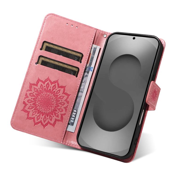 For Galaxy S26 Ultra 5G Embossed Sunflower Pattern Flip Leather Phone Case