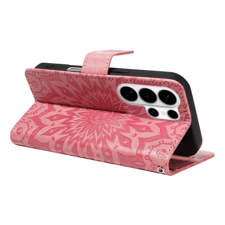 For Galaxy S26 Ultra 5G Embossed Sunflower Pattern Flip Leather Phone Case