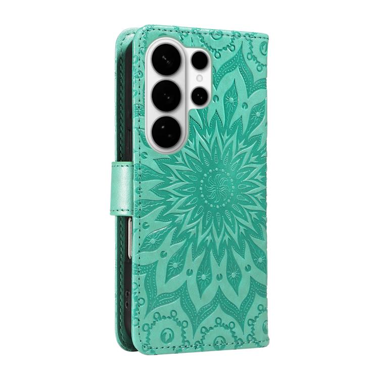 For Galaxy S26 Ultra 5G Embossed Sunflower Pattern Flip Leather Phone Case