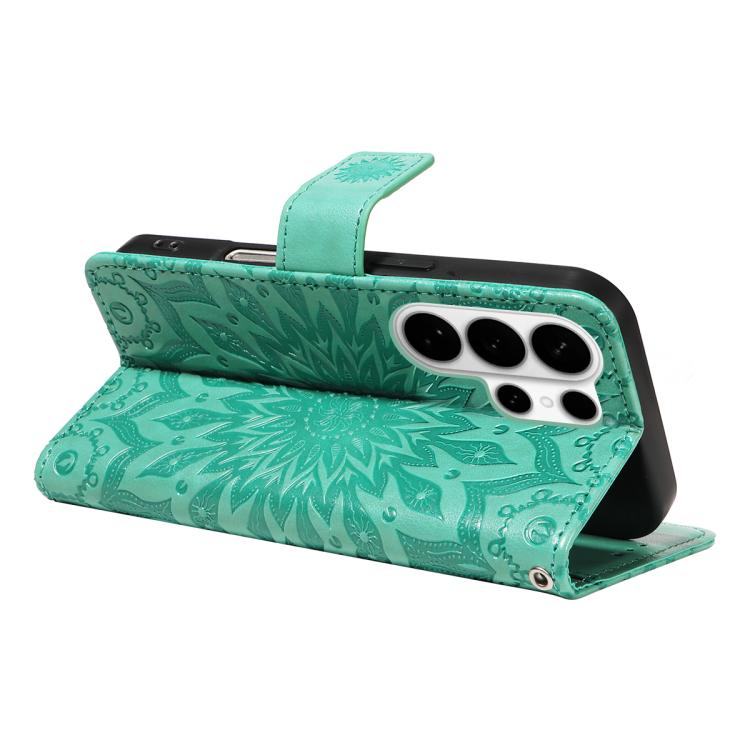 For Galaxy S26 Ultra 5G Embossed Sunflower Pattern Flip Leather Phone Case
