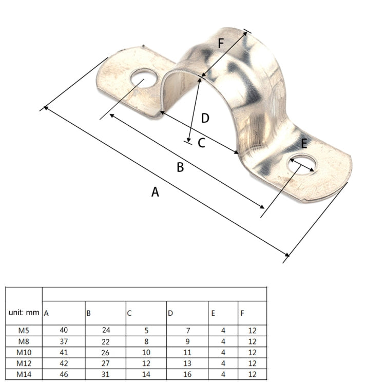 50 in 1 Stainless Steel Hole Tube Clips U-tube Clamp Connecting Ring Hose Clamp