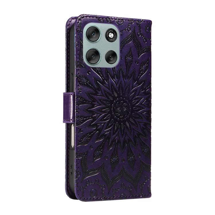 For Motorola Moto G56 5G Embossed Sunflower Pattern Flip Leather Phone Case