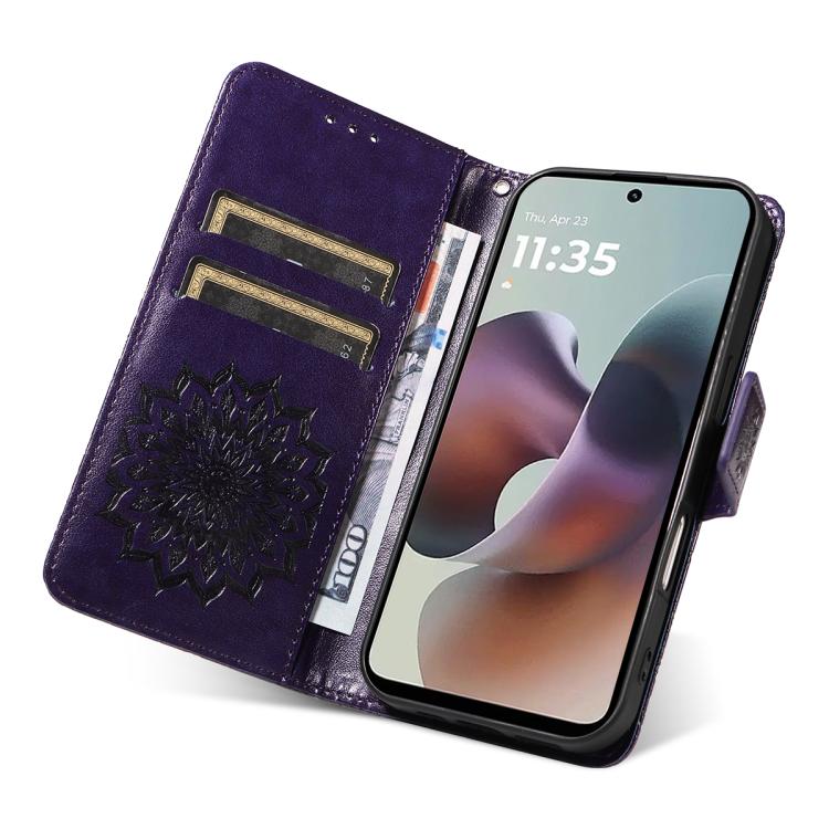 For Motorola Moto G56 5G Embossed Sunflower Pattern Flip Leather Phone Case