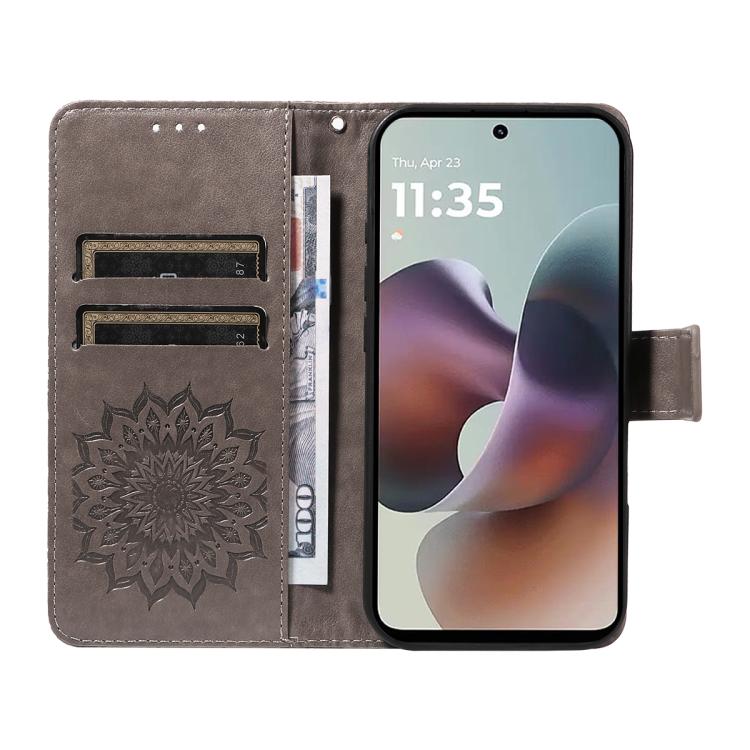 For Motorola Moto G56 5G Embossed Sunflower Pattern Flip Leather Phone Case