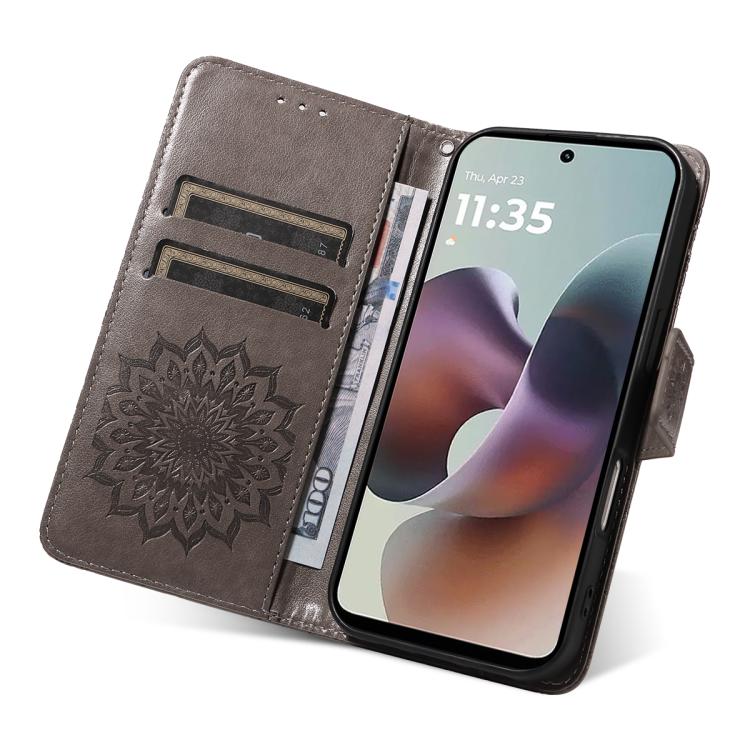 For Motorola Moto G56 5G Embossed Sunflower Pattern Flip Leather Phone Case