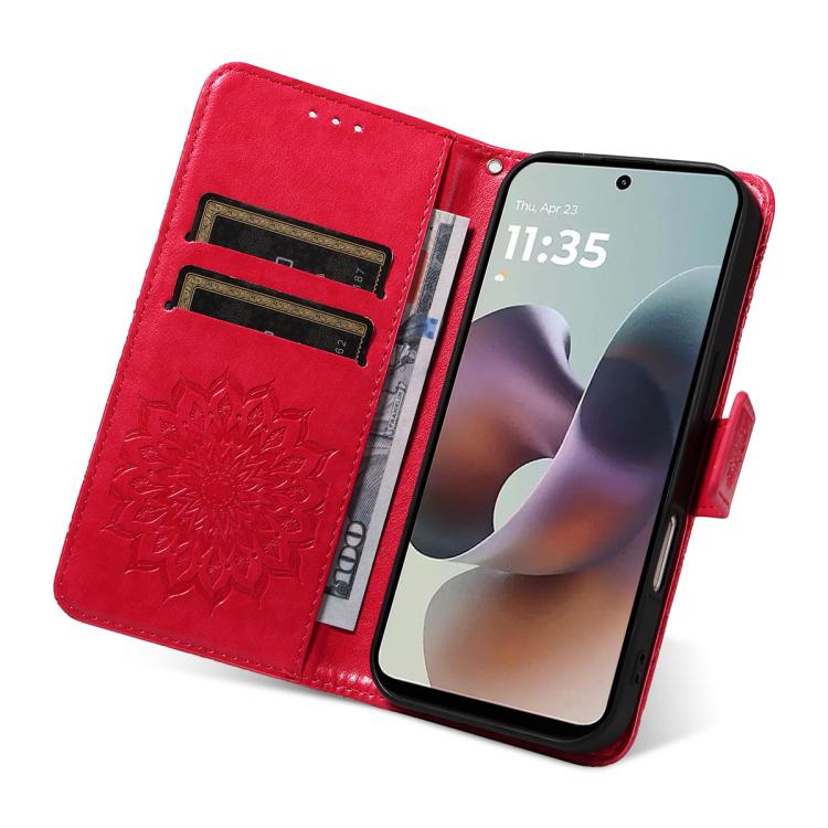 For Motorola Moto G56 5G Embossed Sunflower Pattern Flip Leather Phone Case