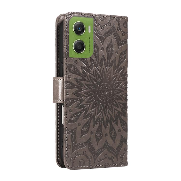 For Motorola Moto G06 4G Embossed Sunflower Pattern Flip Leather Phone Case