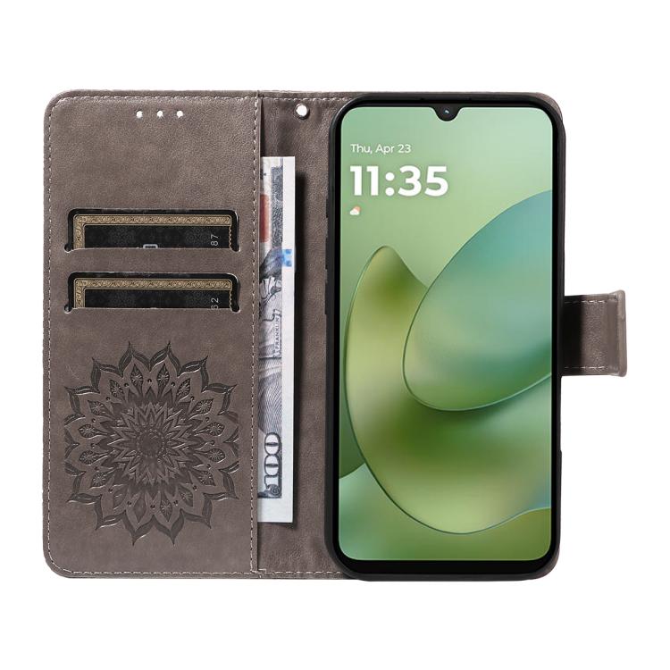 For Motorola Moto G06 4G Embossed Sunflower Pattern Flip Leather Phone Case