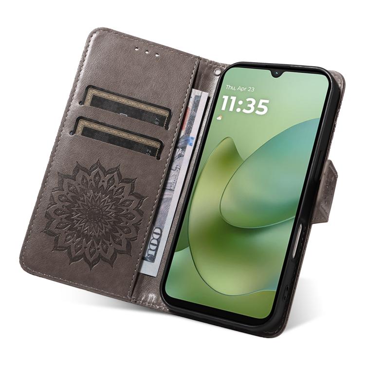 For Motorola Moto G06 4G Embossed Sunflower Pattern Flip Leather Phone Case