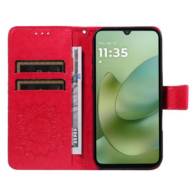 For Motorola Moto G06 4G Embossed Sunflower Pattern Flip Leather Phone Case