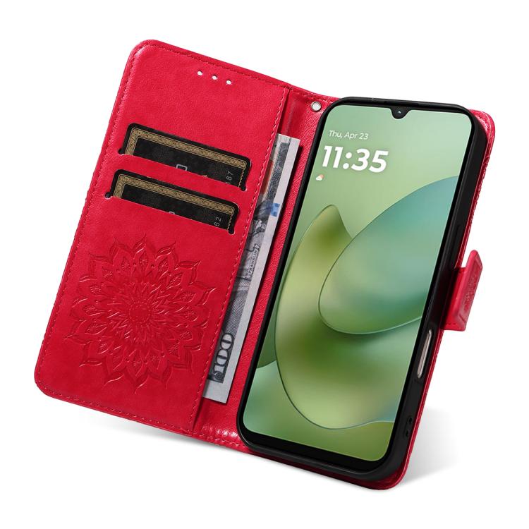 For Motorola Moto G06 4G Embossed Sunflower Pattern Flip Leather Phone Case