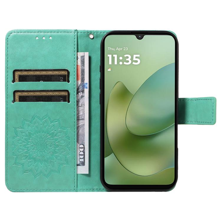 For Motorola Moto G06 4G Embossed Sunflower Pattern Flip Leather Phone Case