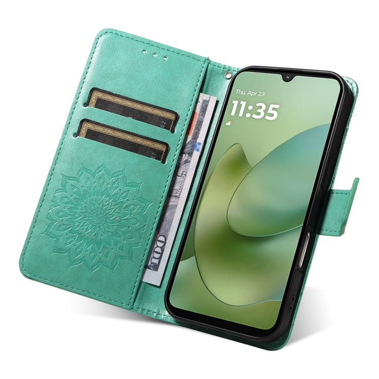 For Motorola Moto G06 4G Embossed Sunflower Pattern Flip Leather Phone Case