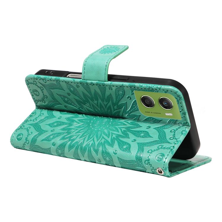 For Motorola Moto G06 4G Embossed Sunflower Pattern Flip Leather Phone Case