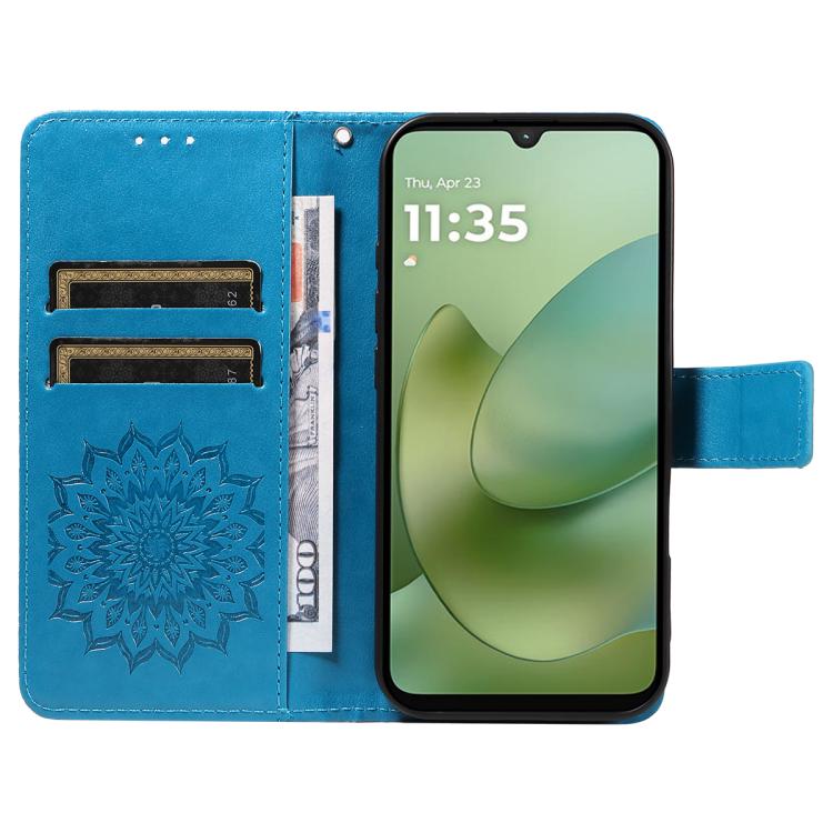 For Motorola Moto G06 4G Embossed Sunflower Pattern Flip Leather Phone Case