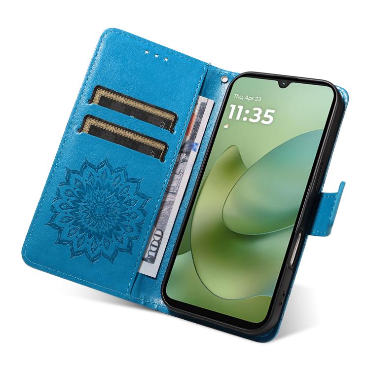 For Motorola Moto G06 4G Embossed Sunflower Pattern Flip Leather Phone Case