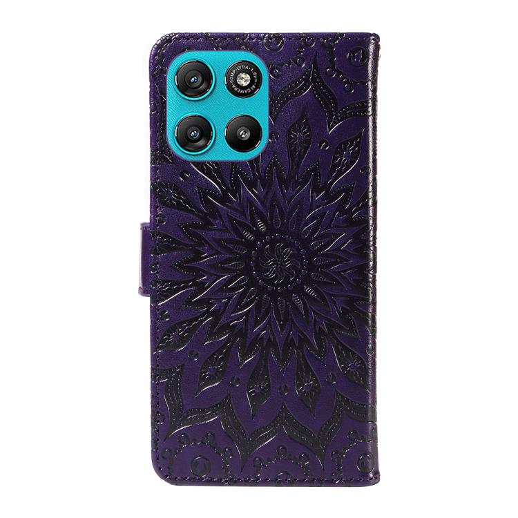 For Motorola Moto G67 Power 5G Embossed Sunflower Pattern Flip Leather Phone Case