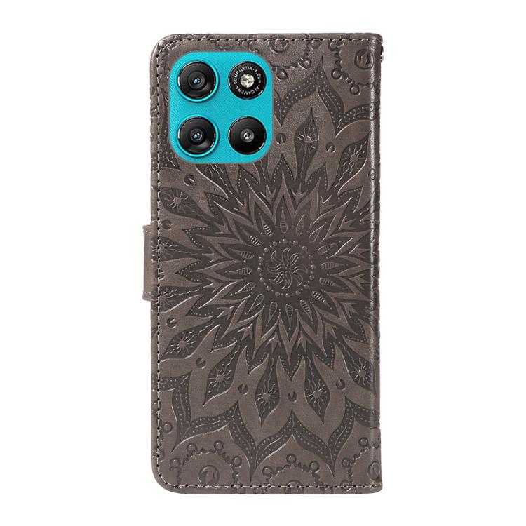 For Motorola Moto G67 Power 5G Embossed Sunflower Pattern Flip Leather Phone Case