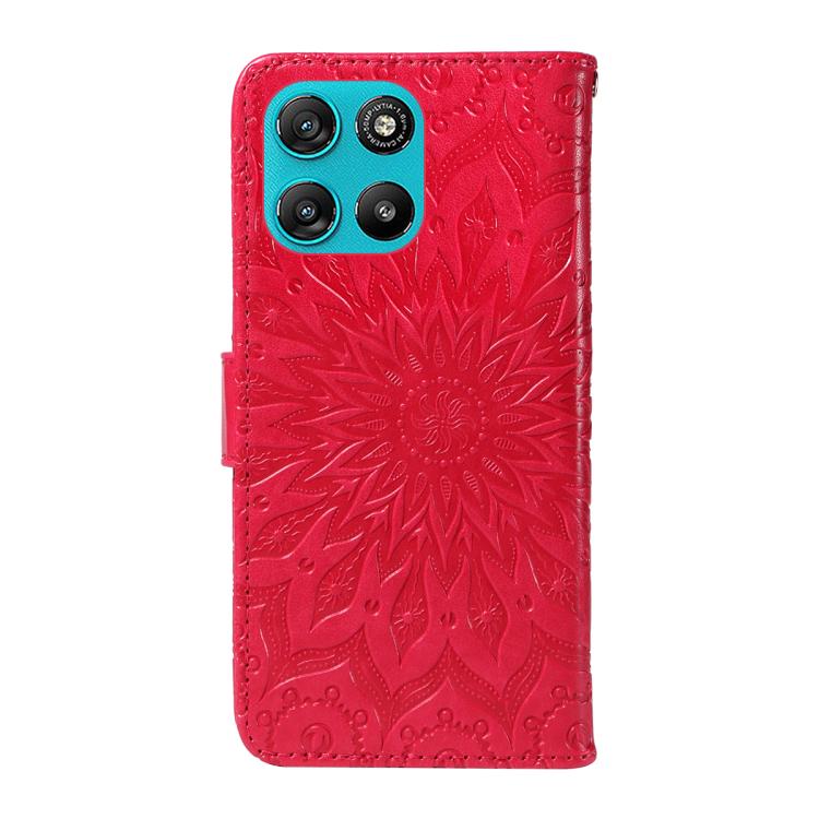 For Motorola Moto G67 Power 5G Embossed Sunflower Pattern Flip Leather Phone Case