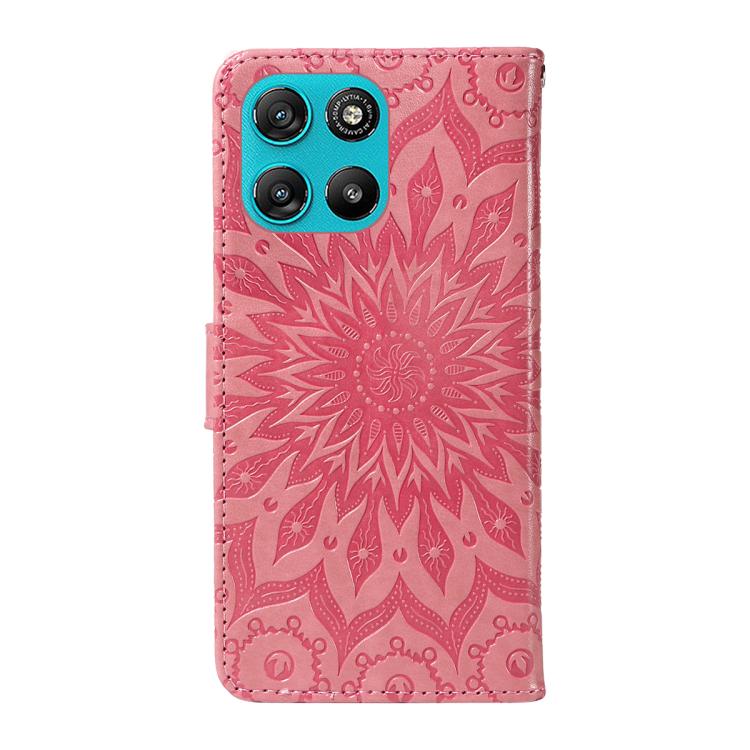 For Motorola Moto G67 Power 5G Embossed Sunflower Pattern Flip Leather Phone Case