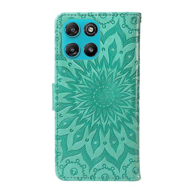 For Motorola Moto G67 Power 5G Embossed Sunflower Pattern Flip Leather Phone Case