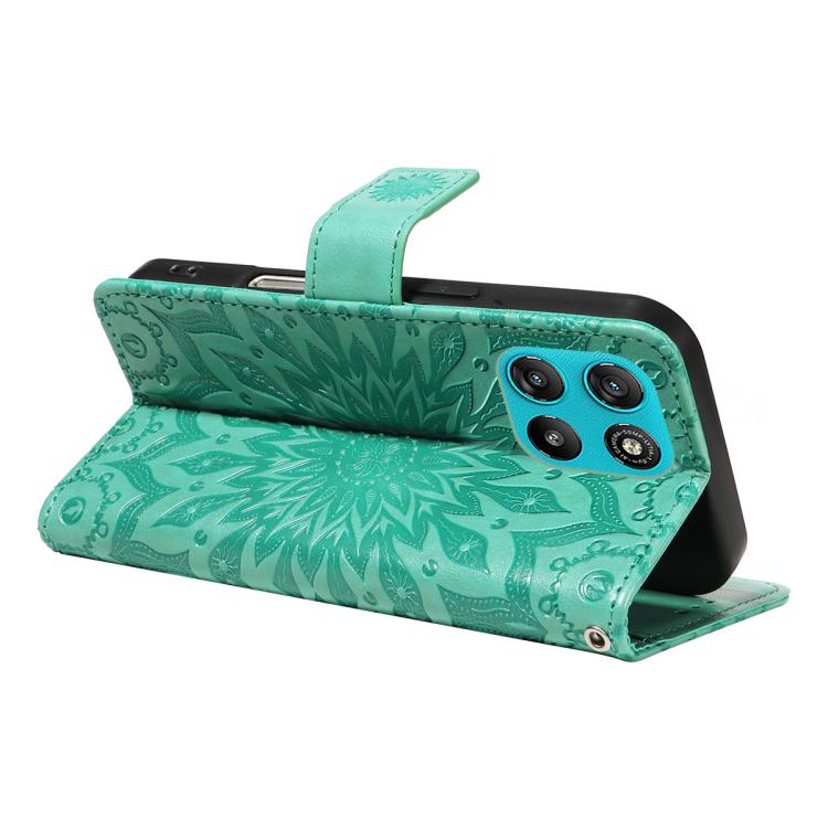 For Motorola Moto G67 Power 5G Embossed Sunflower Pattern Flip Leather Phone Case