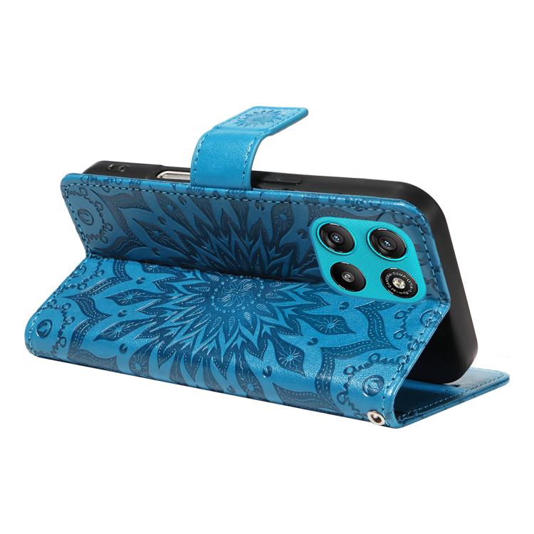 For Motorola Moto G67 Power 5G Embossed Sunflower Pattern Flip Leather Phone Case