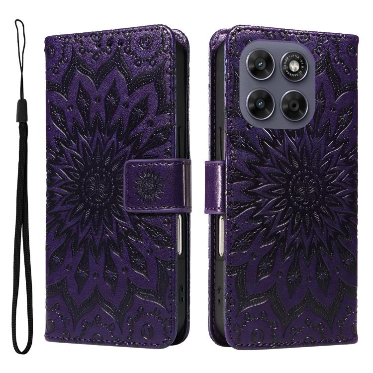For Motorola Moto G67 5G Global Embossed Sunflower Pattern Flip Leather Phone Case