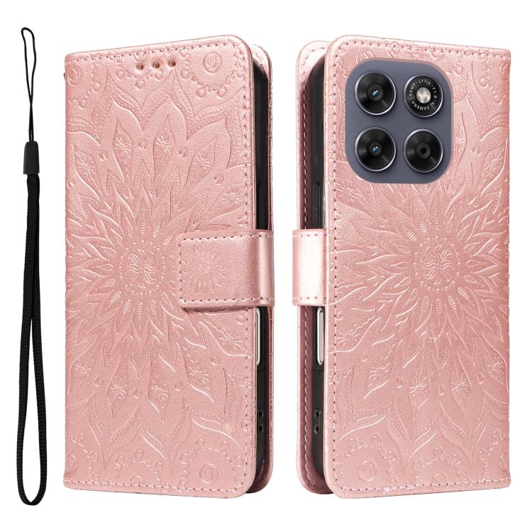 For Motorola Moto G67 5G Global Embossed Sunflower Pattern Flip Leather Phone Case