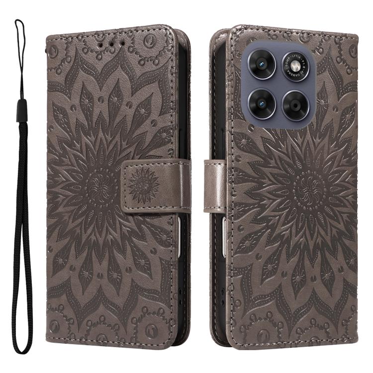 For Motorola Moto G67 5G Global Embossed Sunflower Pattern Flip Leather Phone Case