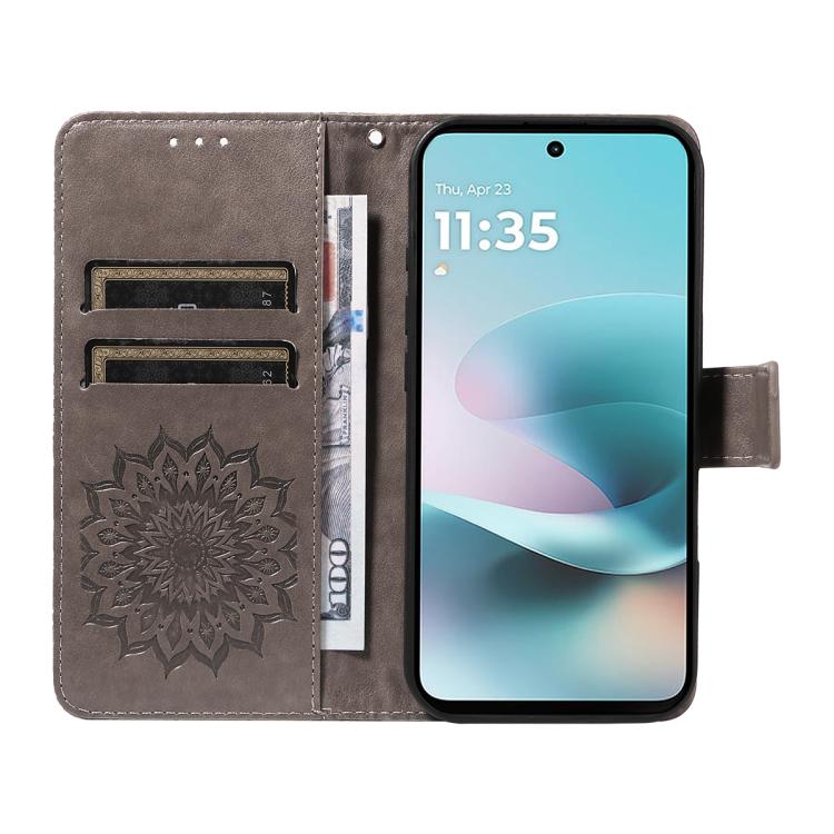 For Motorola Moto G67 5G Global Embossed Sunflower Pattern Flip Leather Phone Case