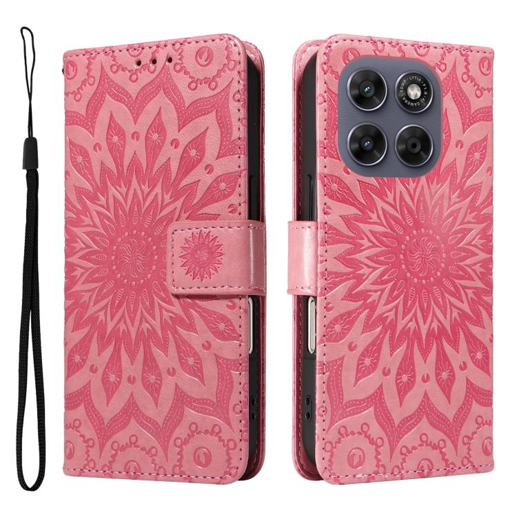 For Motorola Moto G67 5G Global Embossed Sunflower Pattern Flip Leather Phone Case