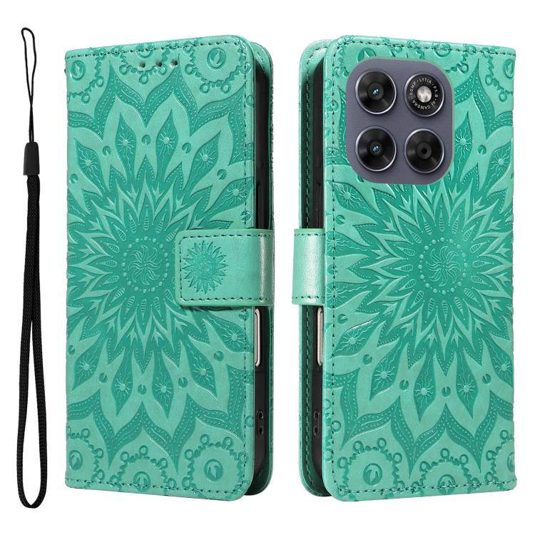 For Motorola Moto G67 5G Global Embossed Sunflower Pattern Flip Leather Phone Case