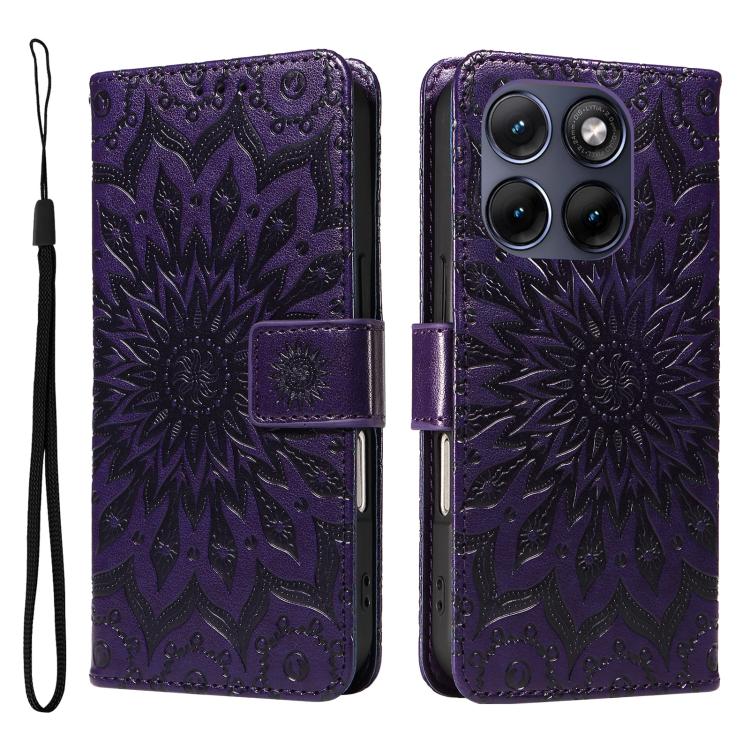 For Motorola Edge 70 Fusion 5G Embossed Sunflower Pattern Flip Leather Phone Case