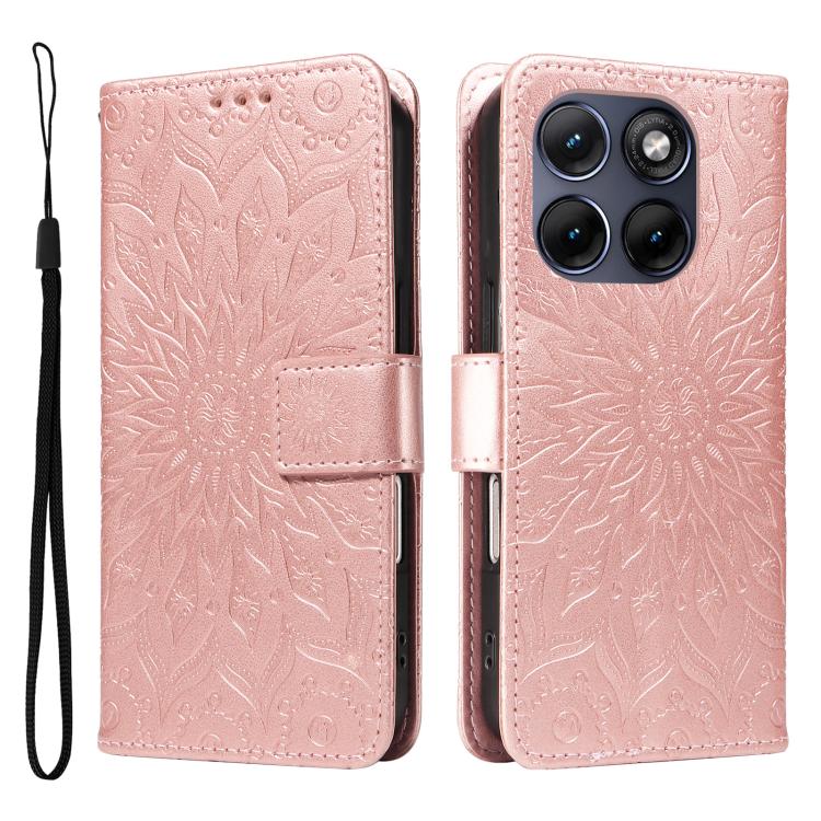 For Motorola Edge 70 Fusion 5G Embossed Sunflower Pattern Flip Leather Phone Case