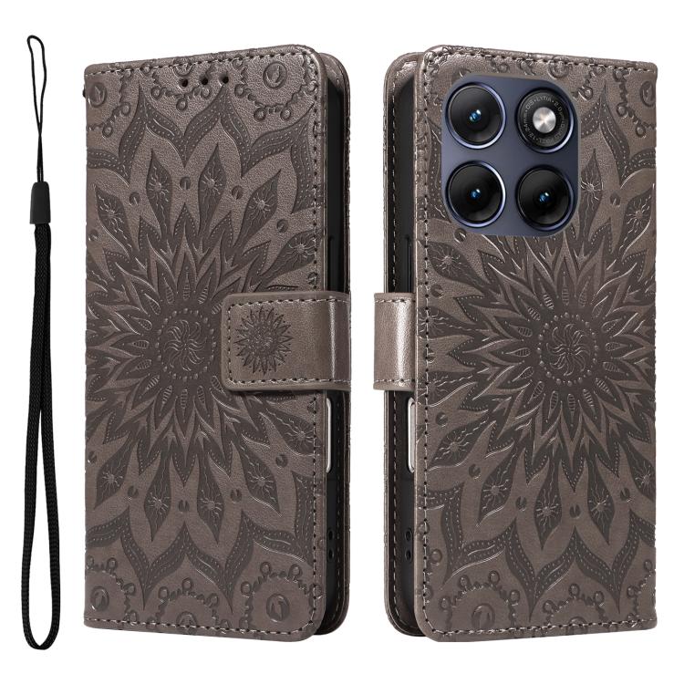 For Motorola Edge 70 Fusion 5G Embossed Sunflower Pattern Flip Leather Phone Case
