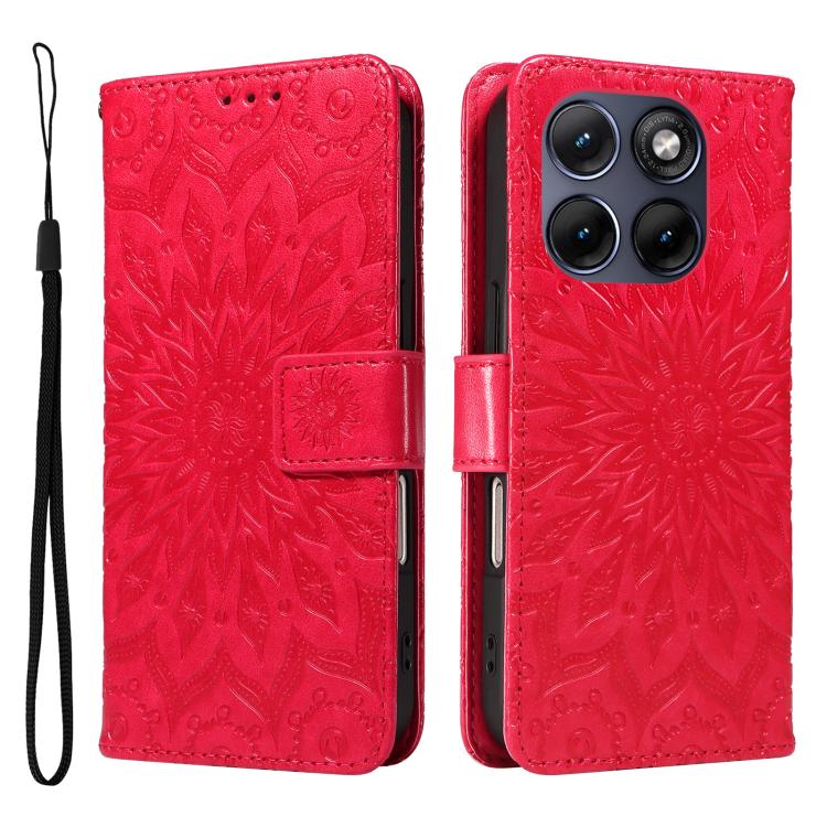 For Motorola Edge 70 Fusion 5G Embossed Sunflower Pattern Flip Leather Phone Case