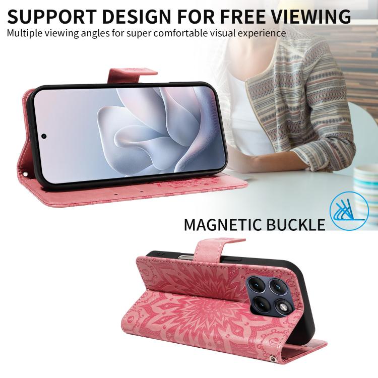 For Motorola Edge 70 Fusion 5G Embossed Sunflower Pattern Flip Leather Phone Case
