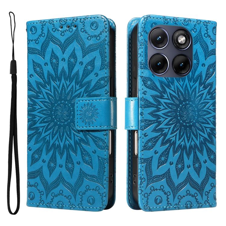 For Motorola Edge 70 Fusion 5G Embossed Sunflower Pattern Flip Leather Phone Case