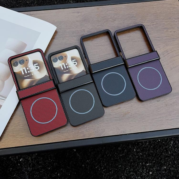 For Motorola Razr 60 Ultra Three Parts Carbon Fiber Texture MagSafe Phone Case