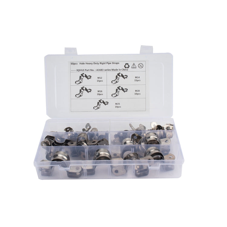 60 in 1 Stainless Steel Hole Tube Clips U-tube Clamp Connecting Ring Hose Clamp